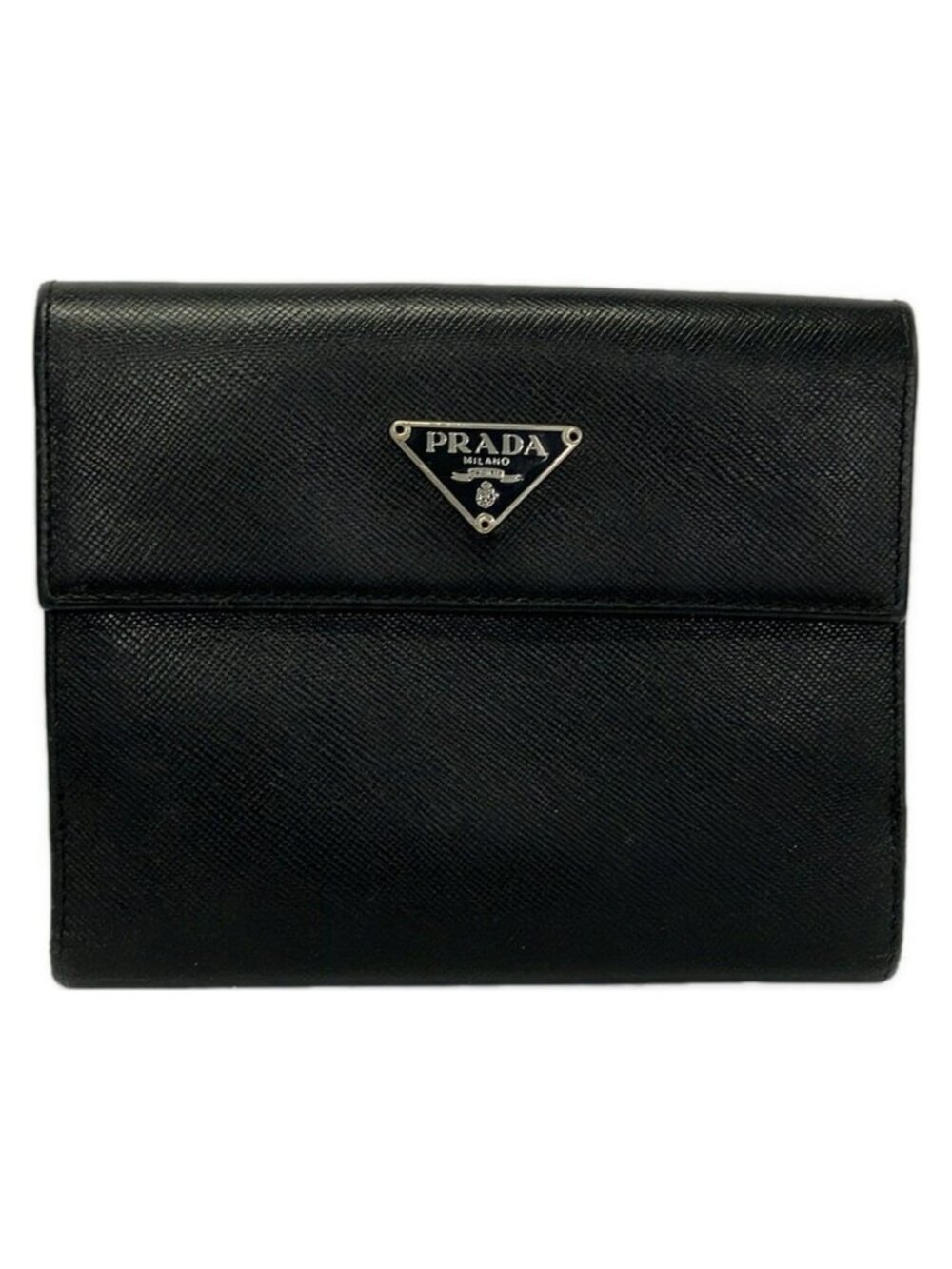 Prada Snap Wallet Black Leather